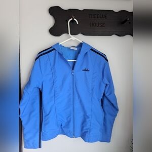 Adidas Blue 3 Stripe Hoodie Jacket Size Small